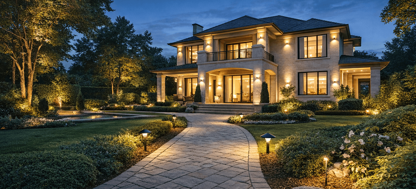 Éclairage paysager et de bâtiments